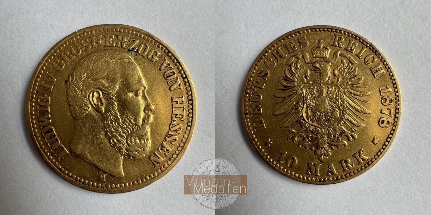  Deutschland Hessen 10 Mark H 1878 (1878-1888) Louis/Ludwig IV MM-Frankfurt Feingold: 3,584   