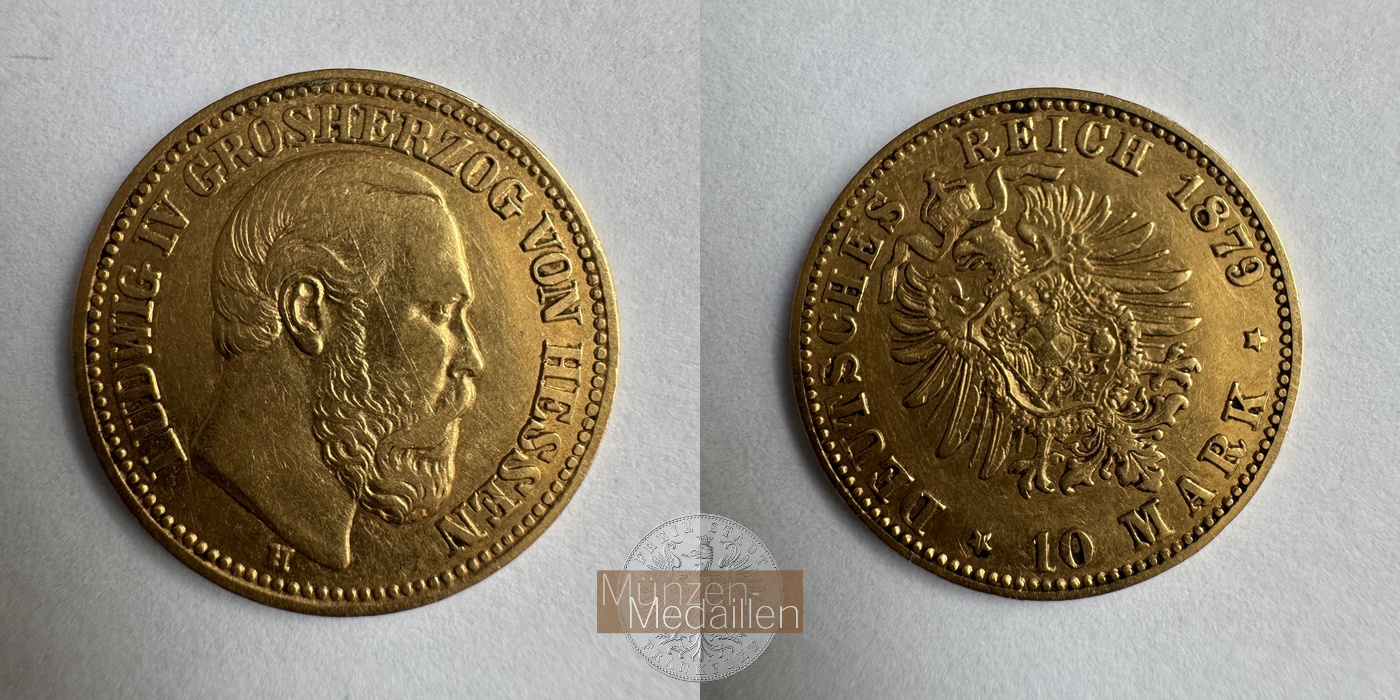  Deutschland Hessen 10 Mark H 1879 (1878-1888) Louis/Ludwig IV MM-Frankfurt Feingold: 3,584   
