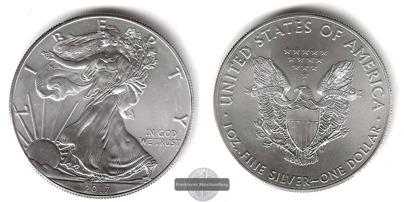  USA 1 Dollar 2017  Walking Liberty FM-Frankfurt KM#273 Feinsilber: 31,1g   