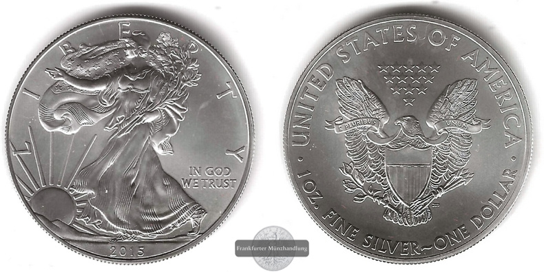  USA 1 Dollar 2015  Walking Liberty FM-Frankfurt KM#273 Feinsilber: 31,1g   