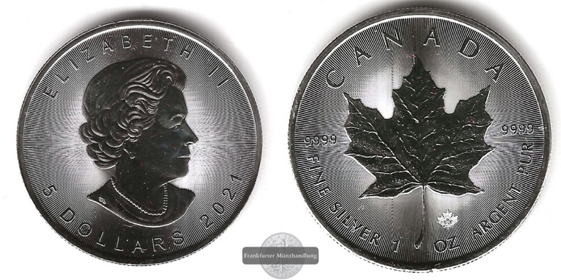  Kanada 5 Dollar 2021 (2013-2021) Maple Leaf Privy F15 FM-Frankfurt KM#2974 Feinsilber: 31g   