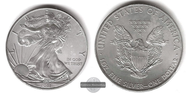  USA 1 Dollar 2011  Walking Liberty FM-Frankfurt KM#273 Feinsilber: 31,1g   