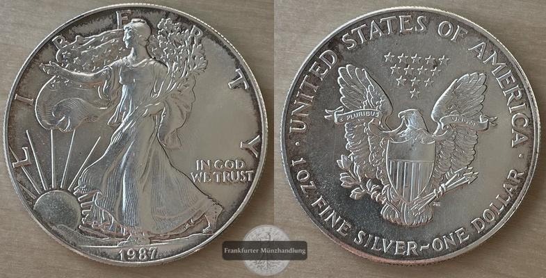  USA 1 Dollar 1987 Walking Liberty FM-Frankfurt KM#273 Feinsilber: 31,1g   