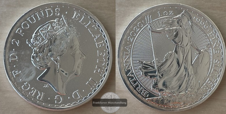  Großbritannien 2 Pounds 2020 (2017-2020) Britannia  FM-Frankfurt KM#1508 Feinsilber: 31,2g   