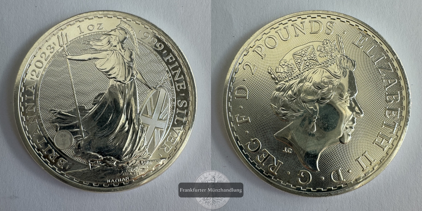  Großbritannien  2 Pounds 2023   Standing Britannia  FM-Frankfurt  Feinsilber: 31,1g   