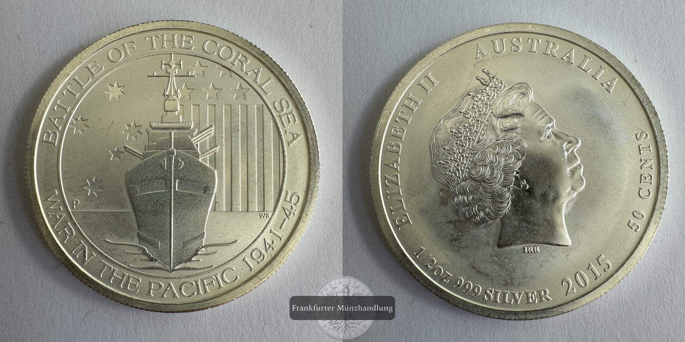  Australien 50 Cents 2015 (2014-2015) Battle of the Coral Sea FM-Frankfurt Feinsilber: 15,55g   
