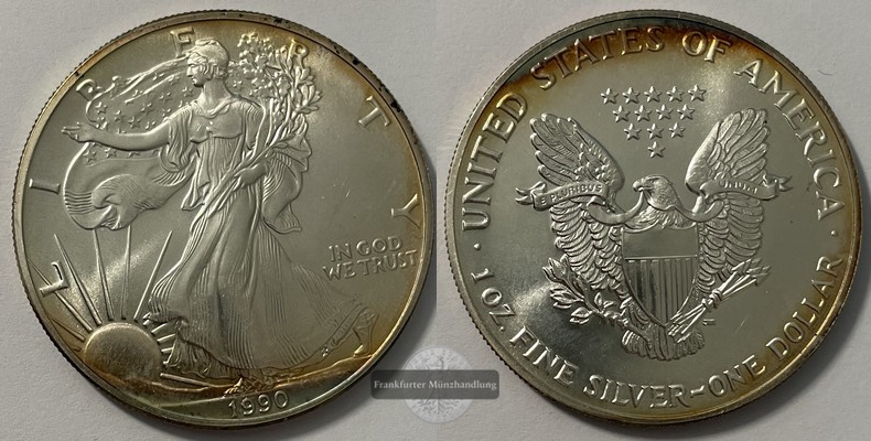  USA 1 Dollar 1990 Walking Liberty FM-Frankfurt KM#273 Feinsilber: 31,1g   