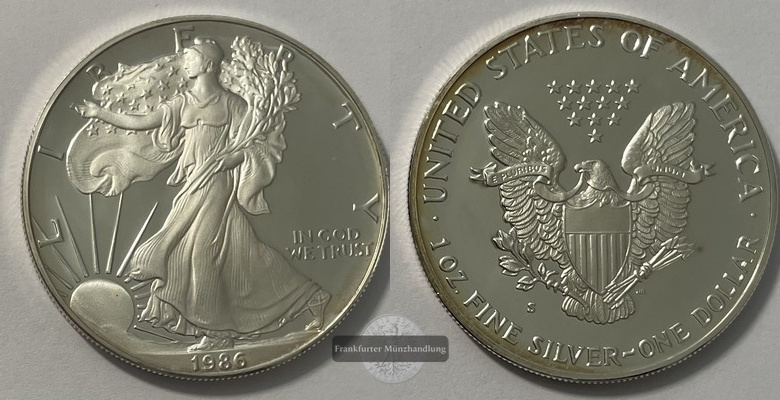  USA 1 Dollar 1986 Walking Liberty FM-Frankfurt KM#273 Feinsilber: 31,1g   