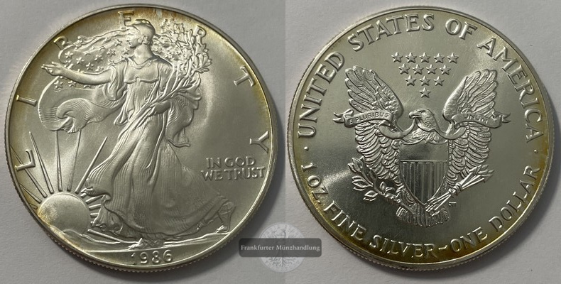  USA 1 Dollar 1986 Walking Liberty FM-Frankfurt KM#273 Feinsilber: 31,1g   