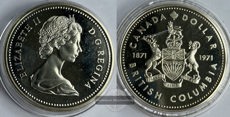 Kanada  1 Dollar 1971  British Columbia    FM-Frankfurt    Feinsilber: 11,66g   
