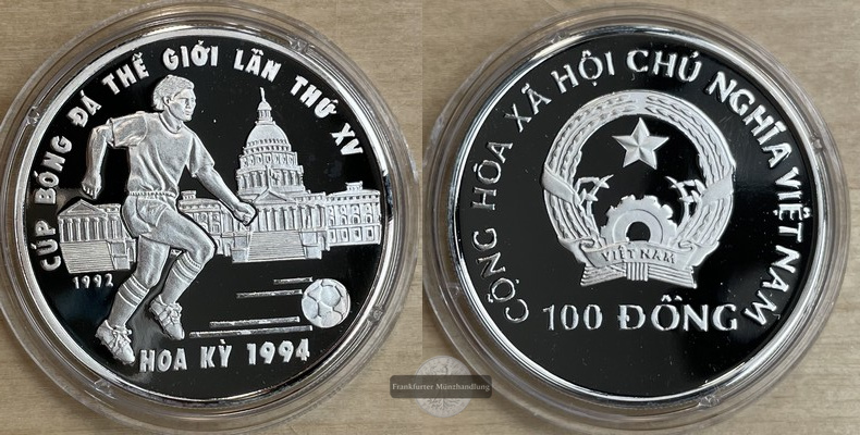  Vietnam 100 Đồng (World Cup USA 1994) 1992 FM-Frankfurt Feinsilber: 19,9g   