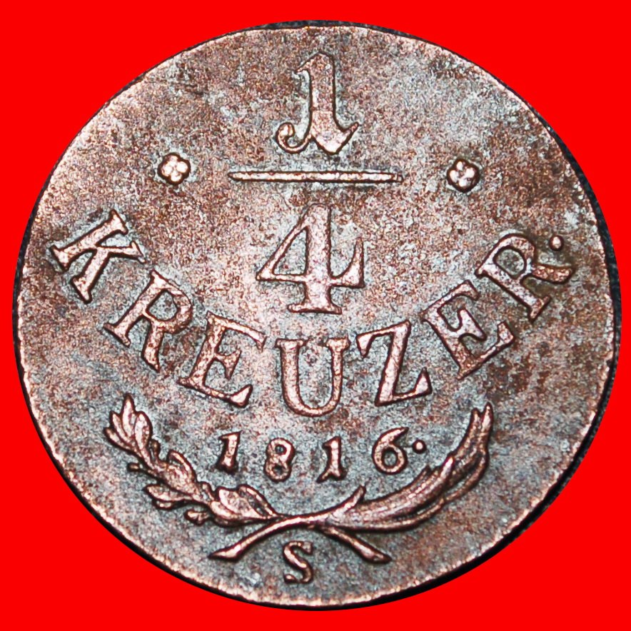 Ⰶ SLOVAKIA EAGLE: AUSTRIA ★ 1/4 KREUZER 1816S! FRANCIS I (1804-1835) ★LOW START ★ NO RESERVE!