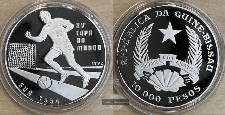  Guinea-Bissau 10 000 Pesos 1992 (15th World Championship) FM-Frankfurt Feinsilber: 20g   
