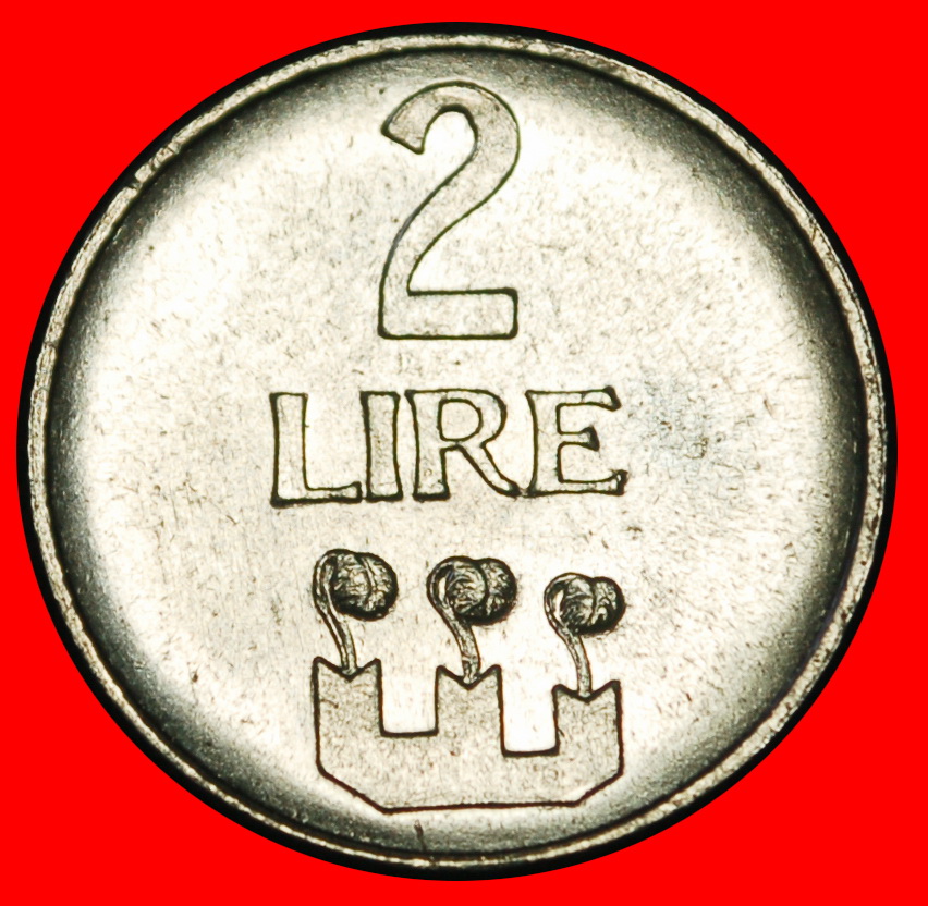  Ⰶ ITALY (1972-2001): SAN MARINO ★ 2 LIRAS 1972R TOWERS! UNC MINT LUSTRE! ★LOW START ★ NO RESERVE!   