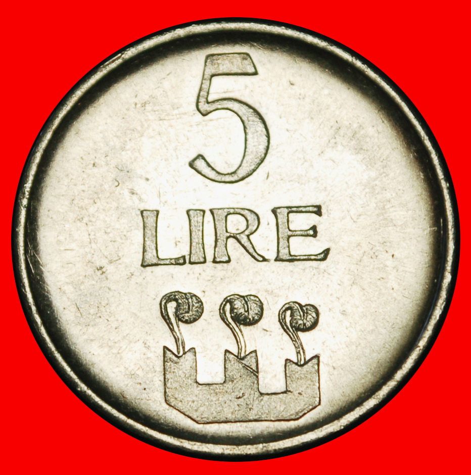  Ⰶ ITALY (1972-2001): SAN MARINO ★ 5 LIRAS 1972R TOWERS! UNC MINT LUSTRE! ★LOW START ★ NO RESERVE!   