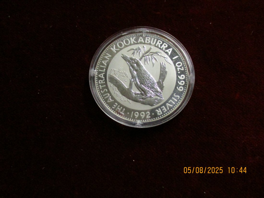  1 Dollar Australien Kookaburra 1992 Silber 999er Gewicht 31,1 Gramm / F2   