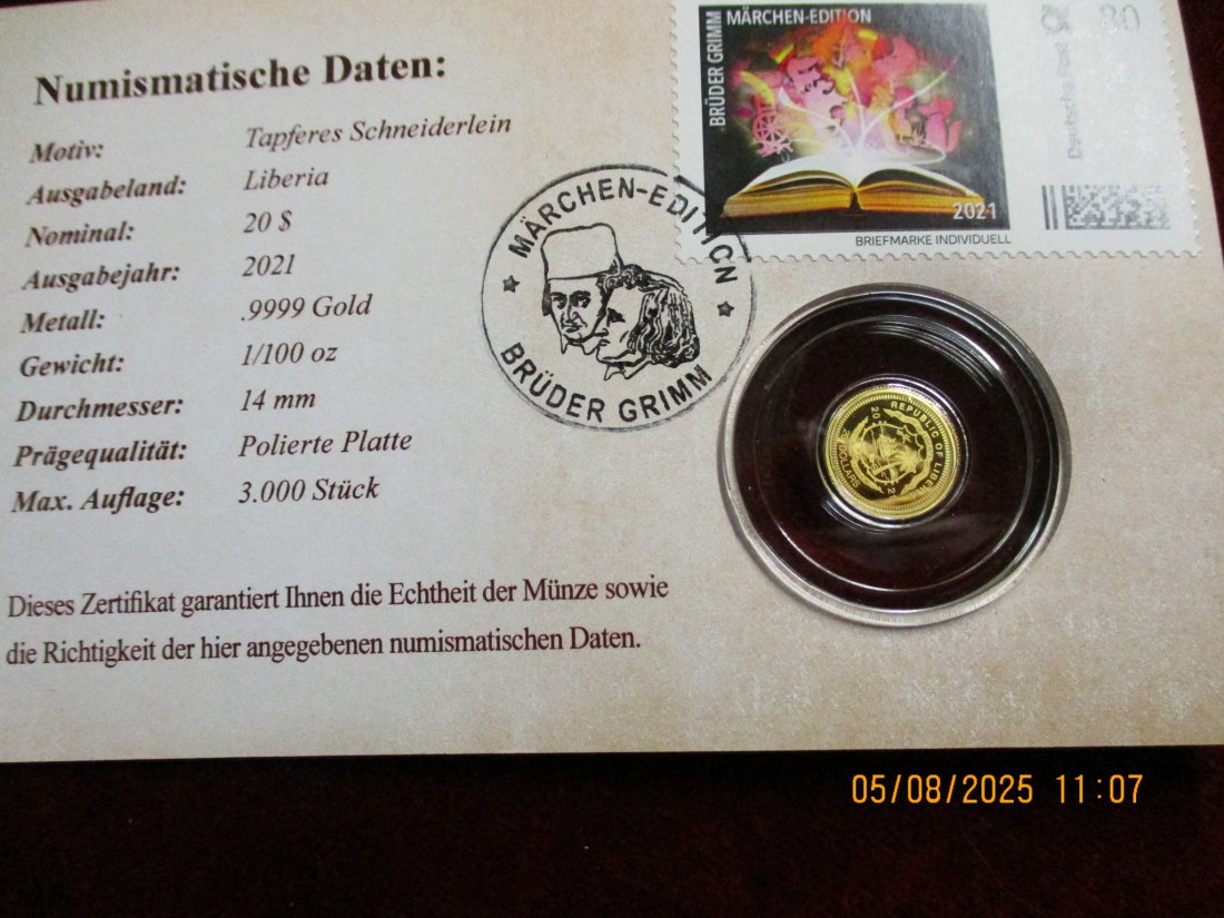  Anlagegold Goldmünze 999,9er Gewicht: 0,311 Gramm   