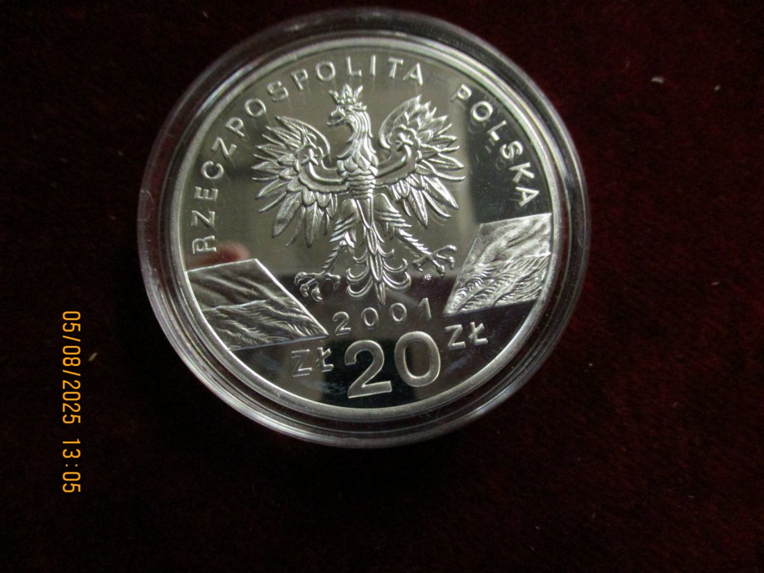  20 Zloty 2001 Polen - 925er Silber Tiermotiv Gewicht: 28,21 Gramm   