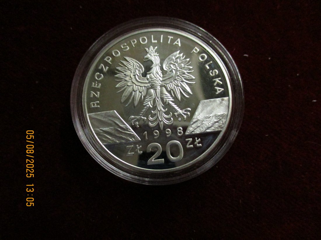  20 Zloty 1998 Polen - 925er Silber Tiermotiv Gewicht: 28,21 Gramm   