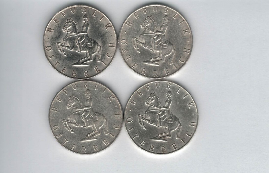  5 Schilling 1961 4 Stk silber á 3,32 fein Österreich Spittalgold9800 /1054   