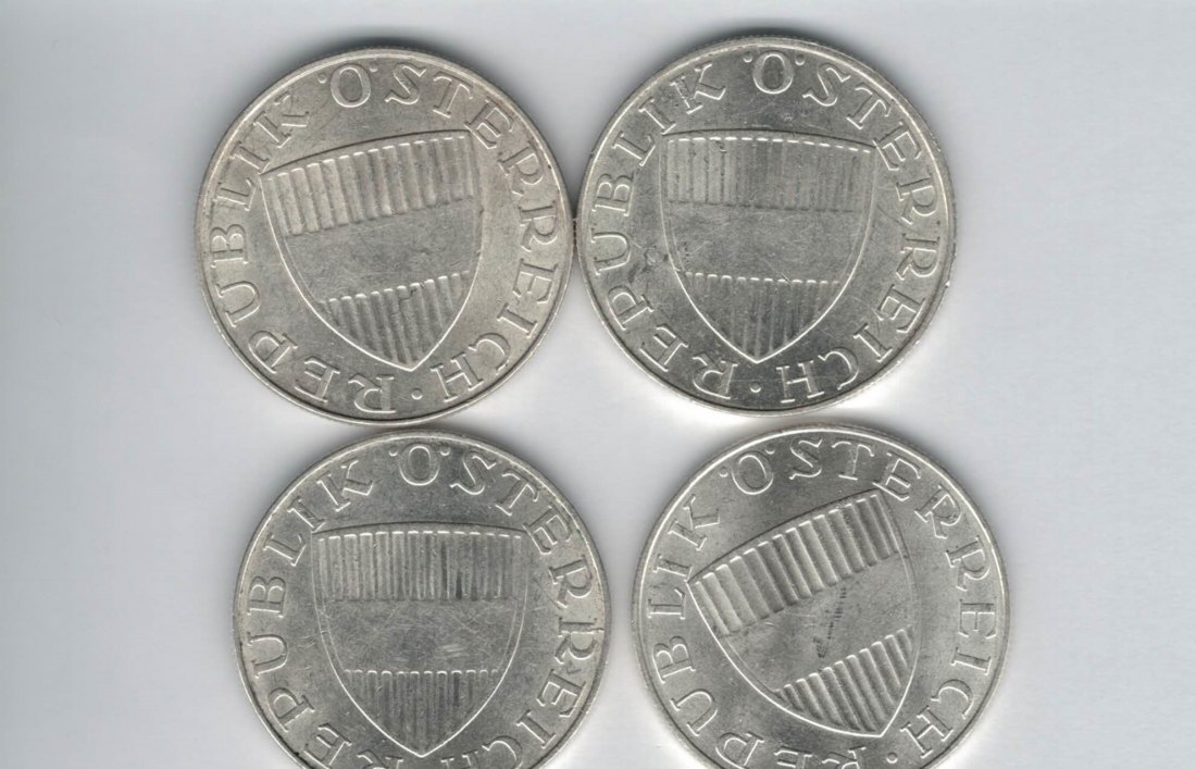  10 Schilling 1966 1967 1968 1969 Ag silber á 4,8g fein Österreich 2. Republik Spittalgold9800 (4785)   