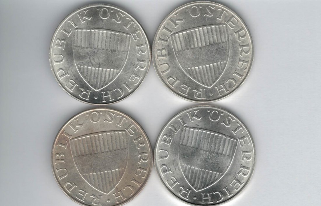  10 Schilling 1970 1971 1972 1973 Ag silber á 4,8g fein Österreich 2. Republik Spittalgold9800 (4785)   