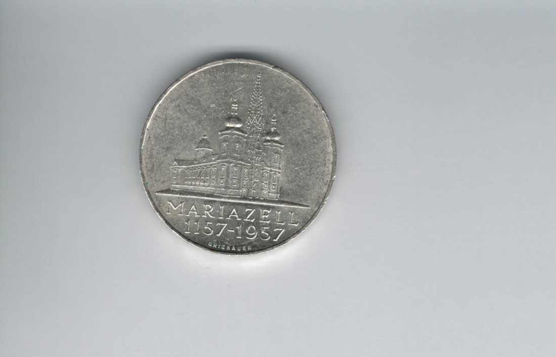  25 Schilling 1957 800 Jahre Mariazell 10,4g fein Ag Gedenkmünze Österreich Spittalgold9800 (04588/3)   
