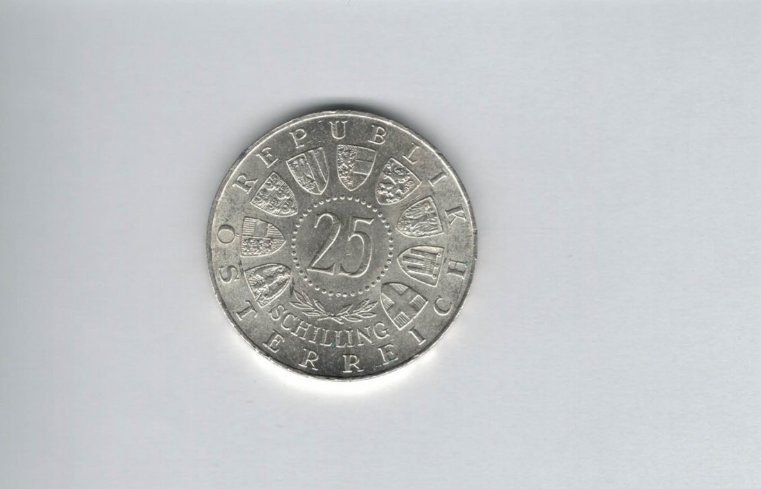  25 Schilling 1957 800 Jahre Mariazell 10,4g fein Ag Gedenkmünze Österreich Spittalgold9800 (04588/3)   