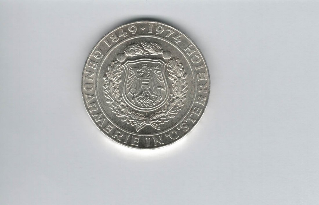  50 Schilling 1974 Gendarmerie seit 125 Jahren Ag 12,8g fein Österreich Spittalgold9800 (4504/2)   