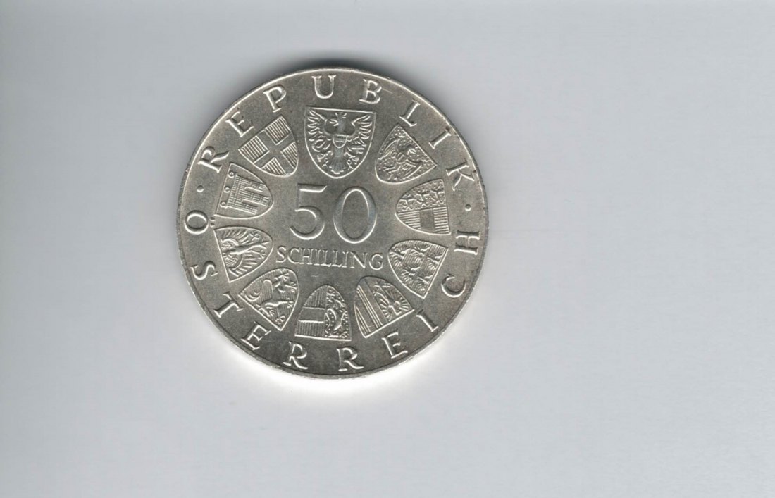  50 Schilling 1974 Gendarmerie seit 125 Jahren Ag 12,8g fein Österreich Spittalgold9800 (4504/2)   