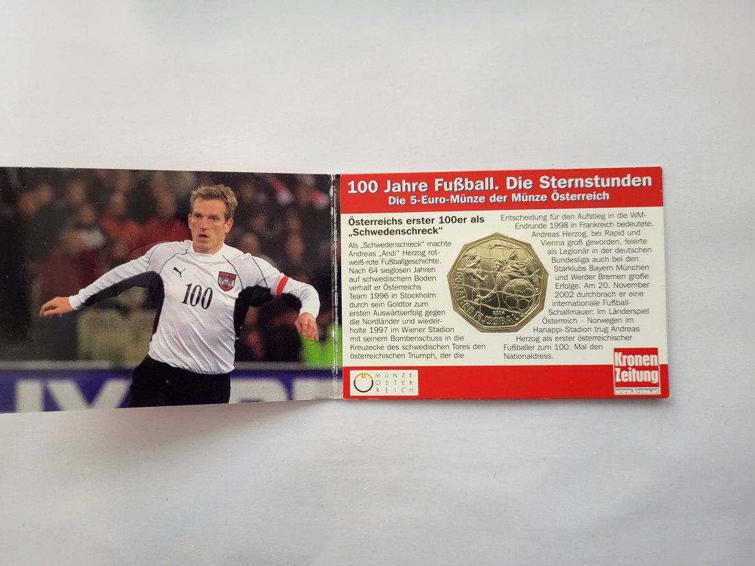  5 Euro 2004 100 Jahre Fußball silber 8g fein Blister Österreich Spittalgold9800 (4974/4   