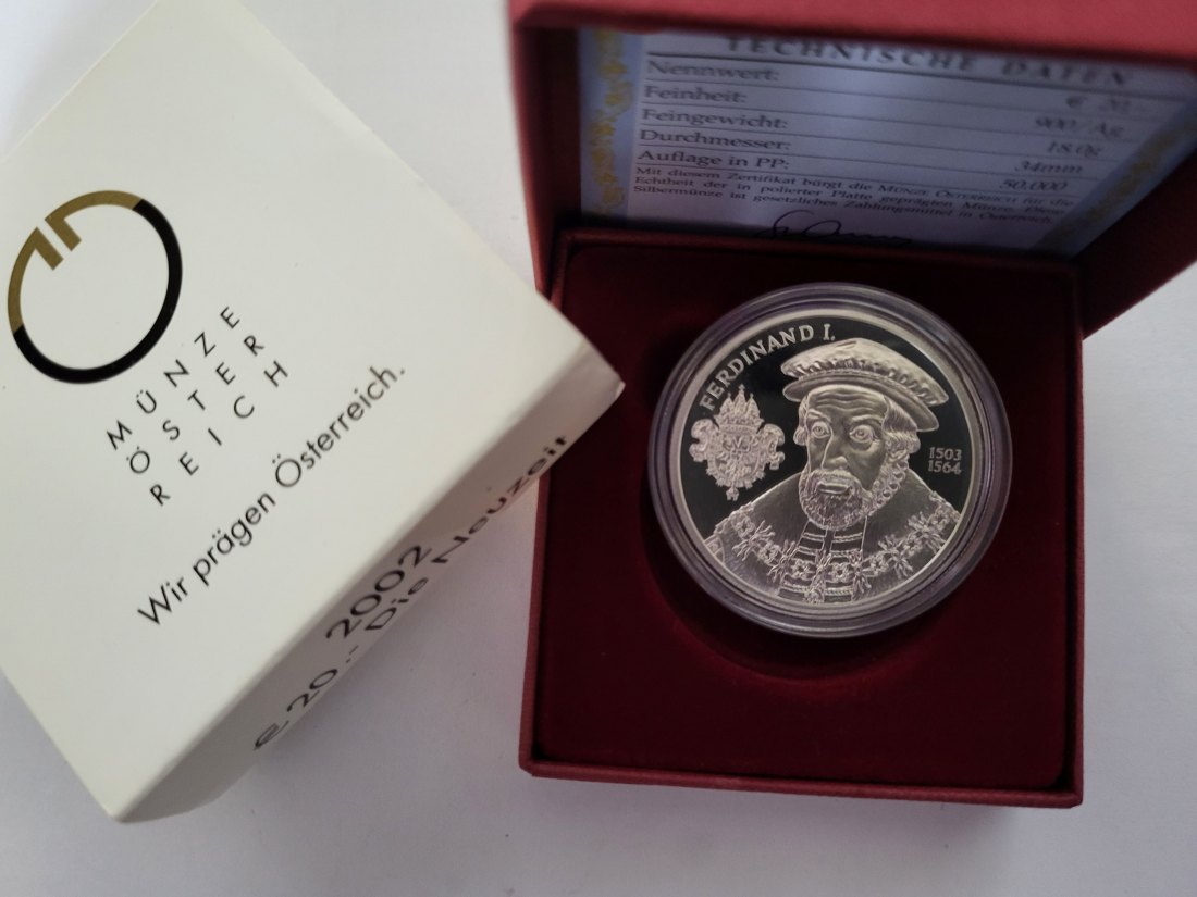  20 Euro 2002 Die Neuzeit 900/20g silber Österreich Spittalgold9800 (5370   
