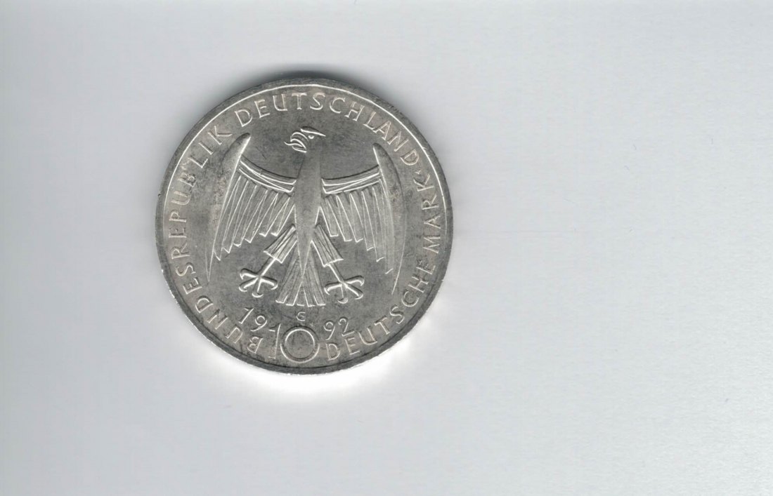  10 Mark 1992 G Käthe Kollwitz 9,68g fein silber BRD Deutschland Spittalgold9800 (04603   