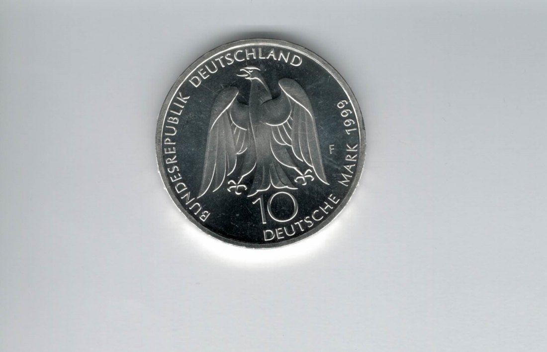 10 Mark 1999 F Weimar Goethe 14,32g fein silber BRD Deutschland Spittalgold9800 (4597   
