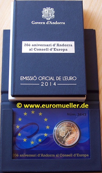 Andorra ...2 Euro Gedenkmünze 2014...PP...Coincard in Box   