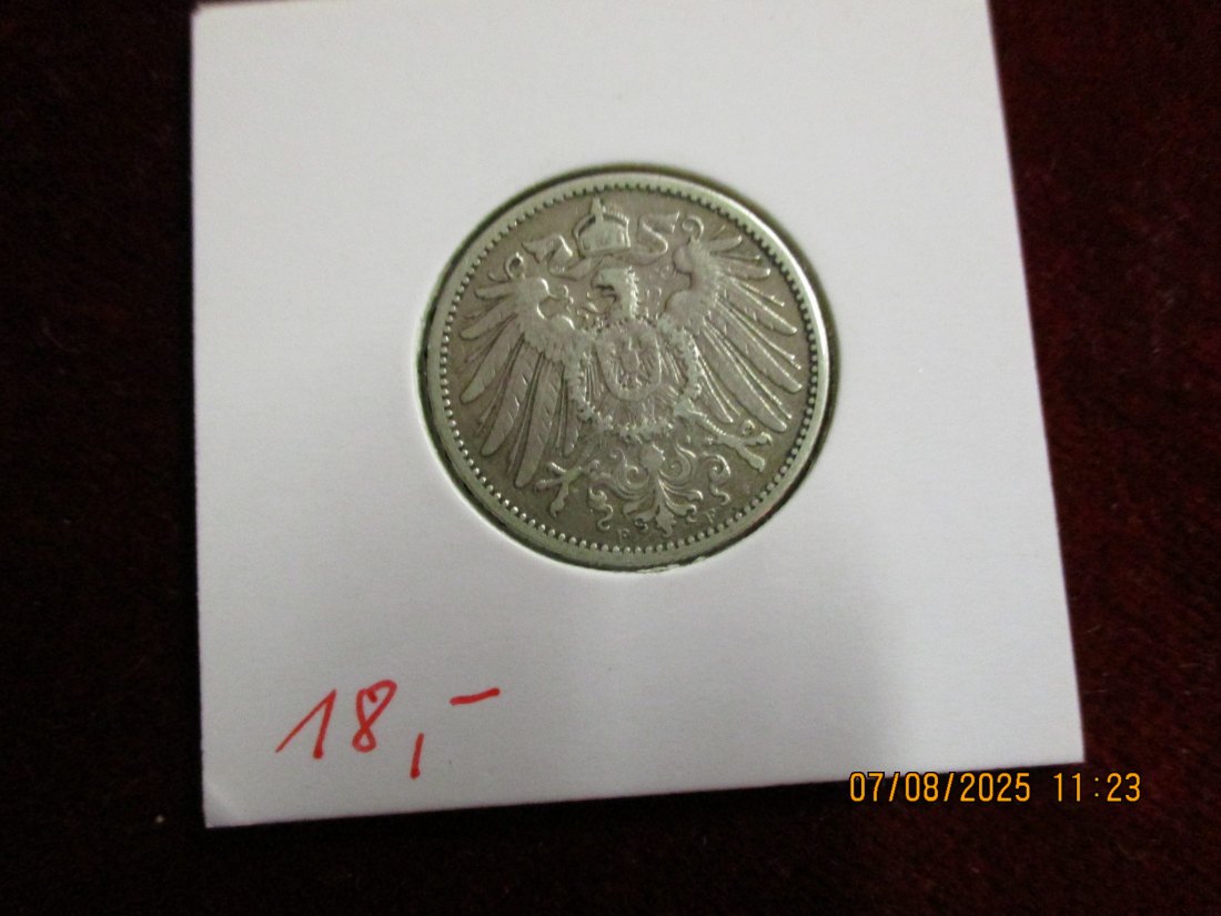  1 Mark Deutsches Reich 1892 F Silbermünze J.17   
