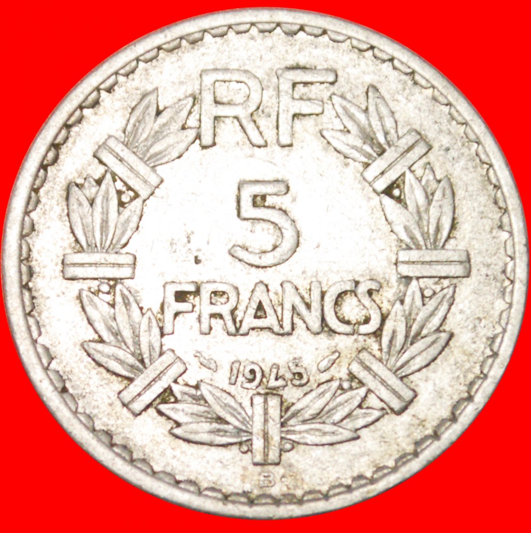  Ⰶ OPEN 9: FRANCE ★ 5 FRANCS 1945B! WARTIME (1939-1945)!  LOW START ★ NO RESERVE!   