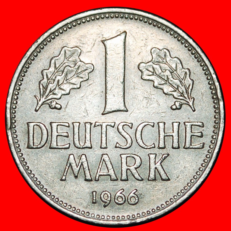  Ⰶ NOT COMMUNIST TYPE (1950-2001): GERMANY ★ 1 MARK 1966D I+A+r1 BAVARIA!★LOW START ★ NO RESERVE!   