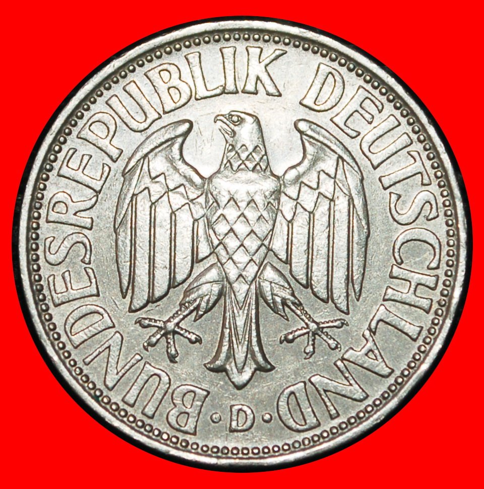  Ⰶ NOT COMMUNIST TYPE (1950-2001): GERMANY ★ 1 MARK 1966D I+A+r1 BAVARIA!★LOW START ★ NO RESERVE!   