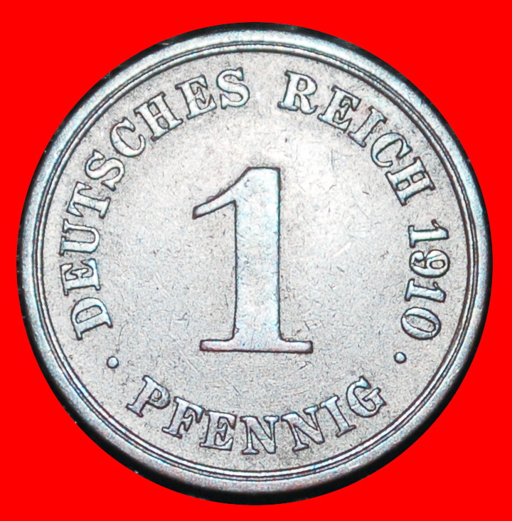  Ⰶ EAGLE (1890-1916): GERMANY ★ 1 PFENNIG 1910G BADEN! WILLIAM II (1888-1918)★LOW START ★ NO RESERVE!   