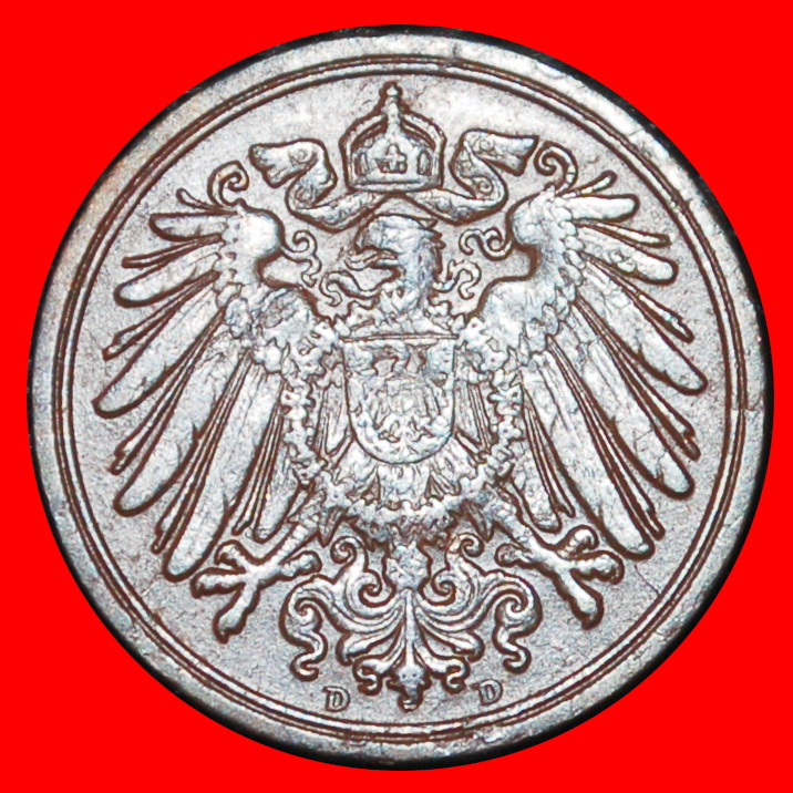  Ⰶ EAGLE (1890-1916): GERMANY★1 PFENNIG 1911D BAVARIA! WILLIAM II (1888-1918)★LOW START ★ NO RESERVE!   