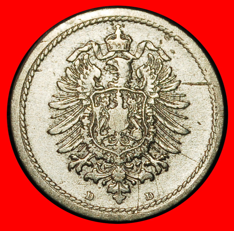  Ⰶ EAGLE (1874-1889): GERMANY★ 5 PFENNIG 1875D BAVARIA! WILLIAM I (1871-1888)★LOW START ★ NO RESERVE!   