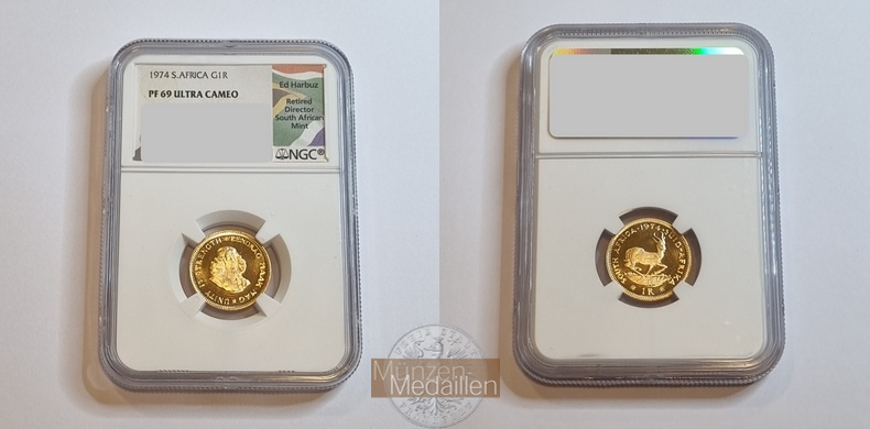 Südafrika MM-Frankfurt  Feingewicht: 3,66g 1 Rand 1974 