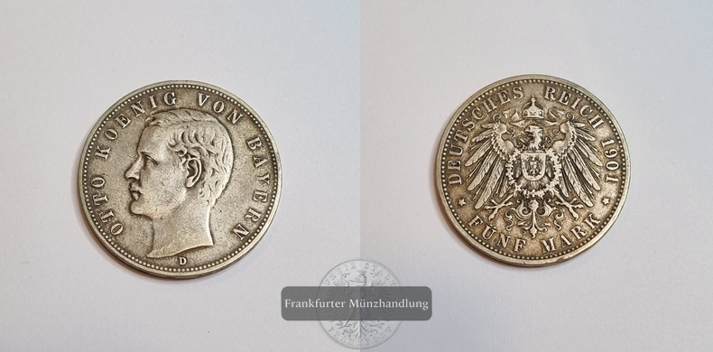  Bayern Kaiserreich  5 Mark  1901 D  FM-Frankfurt Feinsilber: 25g   