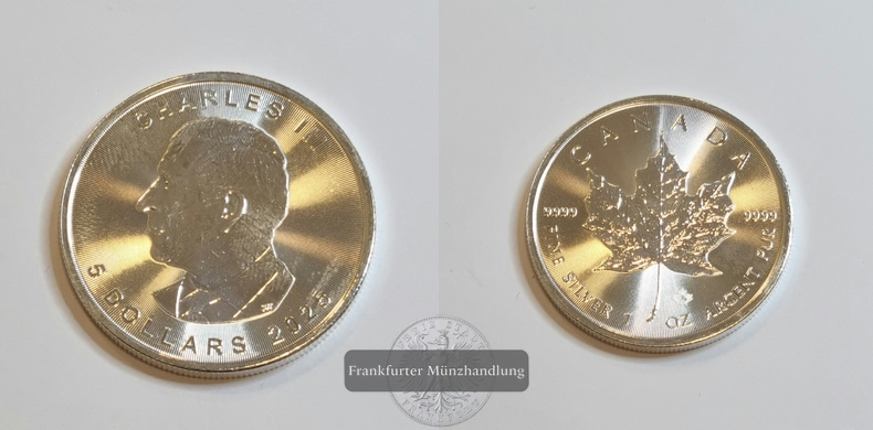  Kanada 5 Dollar 2025 Charles III Maple Leaf FM-Frankfurt KM#3432  Feinsilber: 31g   