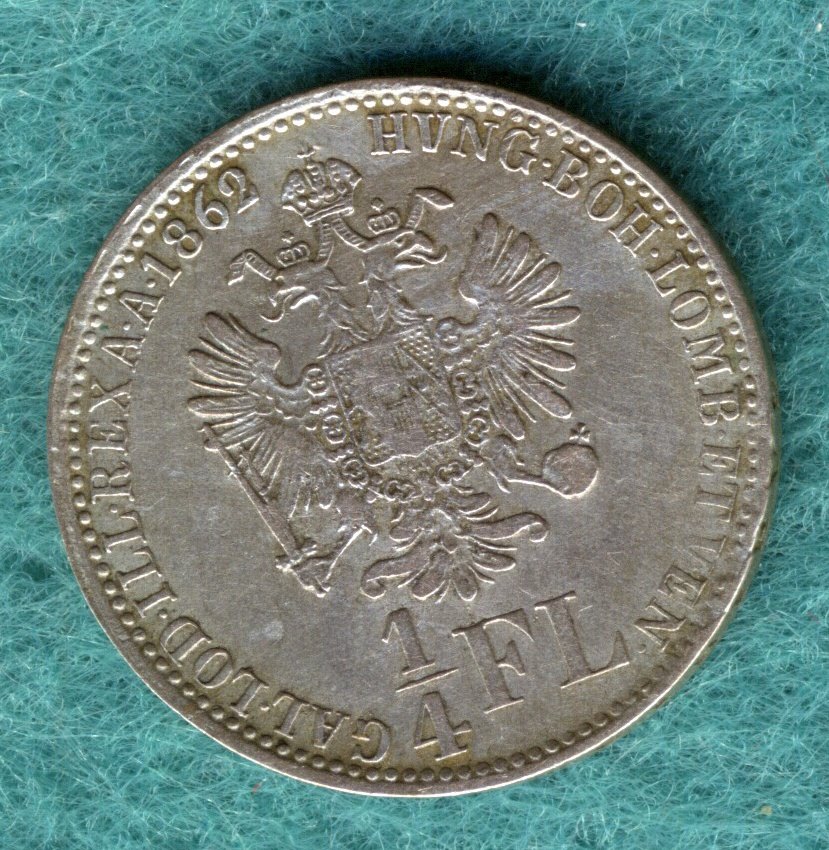  Österreich - Franz Joseph I. - 1/4 Gulden (Florin) 1862 E   