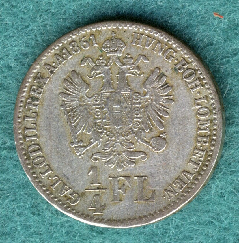  Österreich - Franz Joseph I. - 1/4 Gulden (Florin) 1861 B   
