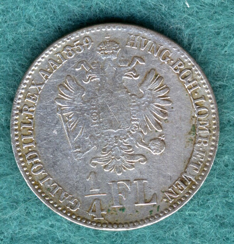  Österreich - Franz Joseph I. - 1/4 Gulden (Florin) 1859 M   