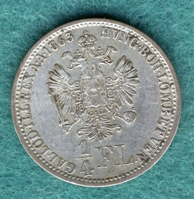  Österreich - Franz Joseph I. - 1/4 Gulden (Florin) 1863 V   