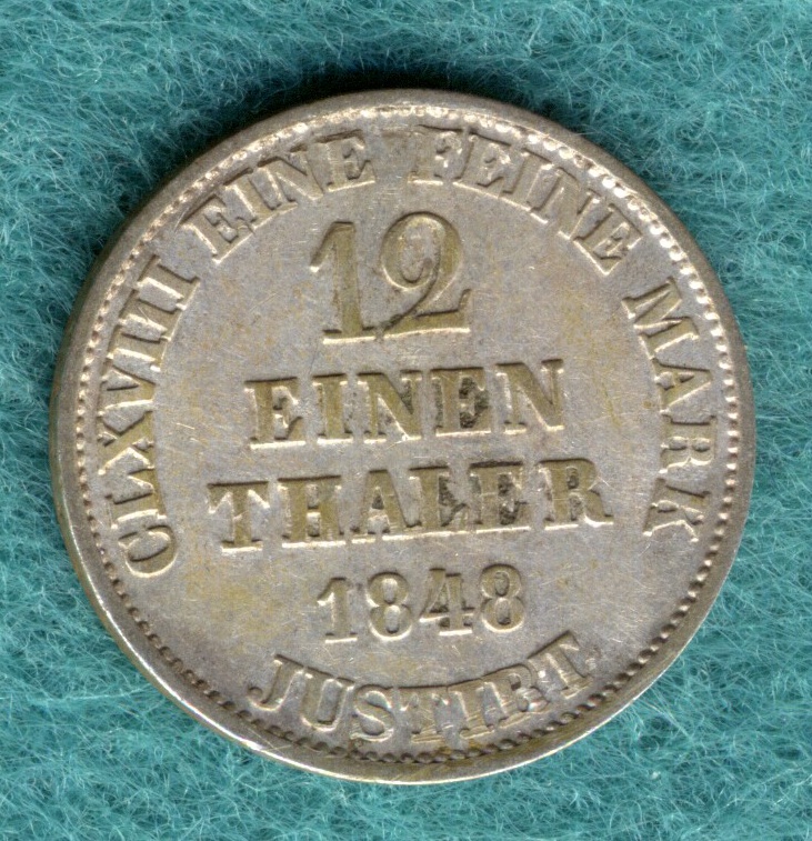  Hannover - Ernst August - 1/12 Thaler 1848 B   
